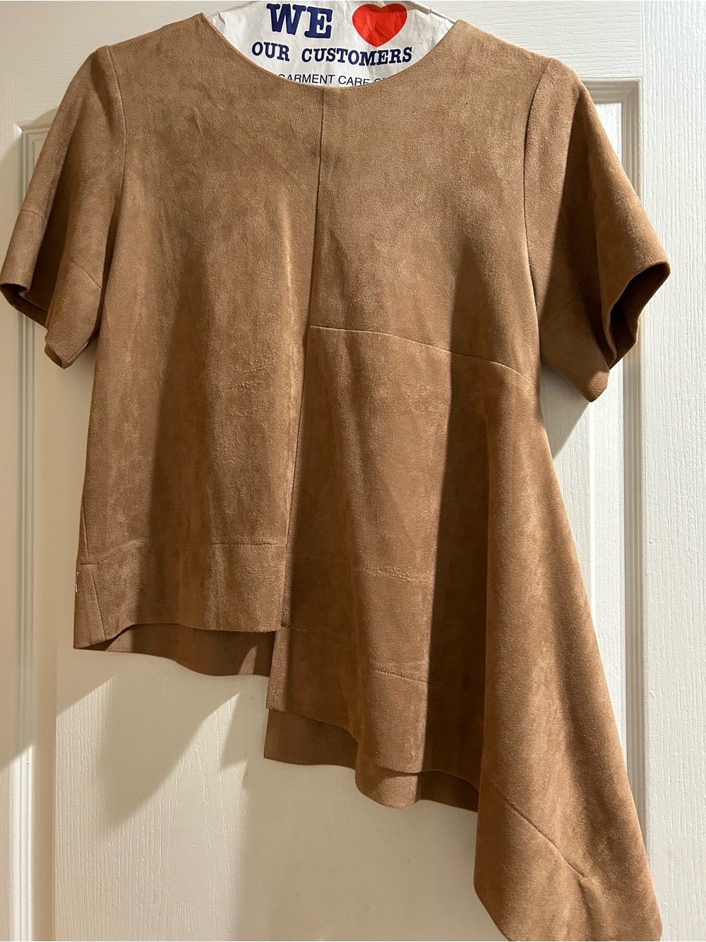 Gracia Asymmetrical Brown Suede-Look Women’s Top